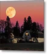 Rural Moonrise Metal Print