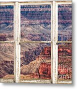 Rustic Window View Into The Grand Canyon Metal Print