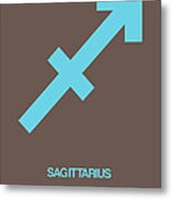 Sagittarius Zodiac Sign Blue Metal Print