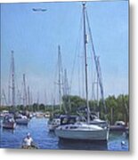 Sailing Boats At Christchurch Harbour Metal Print