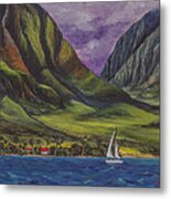 Sailing West Maui Metal Print