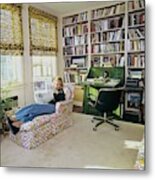 Sally Quinn Reading In The Study Room Metal Print