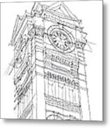 Samford Hall Sketch Metal Print