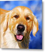Happy Golden Retriever Painting Metal Print by Michelle Wrighton