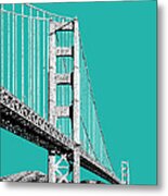 San Francisco Skyline Golden Gate Bridge 2 - Teal Metal Print