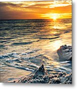 Sandcastle Sunset Beach-destin Florida Orange Sea Shore Art Metal Print