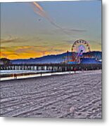 Santa Monica Pier At Dusk Metal Print