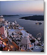 Santorini At Dusk Metal Print