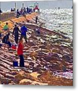 Saturday Morning On The Surfside Jetty Metal Print