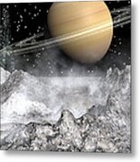 Saturn And Enceladus Metal Print