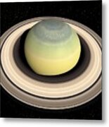 Saturn's North Pole In Winter Metal Print
