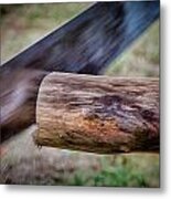 Sawing The Lumber In Abstract Metal Print