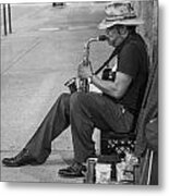 Sax Player From The Side Metal Print