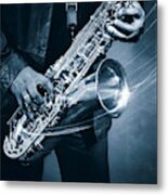 Saxophone In Motion Metal Print