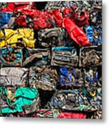 Scrap Cars Colorful Heap Metal Print