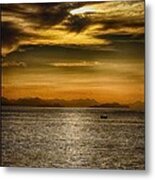 Sea And Sunset In Sicily Metal Print