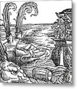 Sea Monsters Or Whales, 16th Century Metal Print