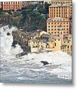 Sea Storm In Camogli - Italy Metal Print