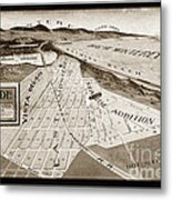 Seaside Map And Monterey Bay California  Circa 1908 Metal Print
