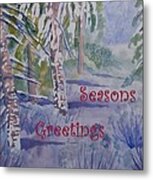 Seasons Greetings - Snowy Winter Path Metal Print