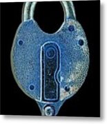 Secure - Lock On Black Metal Print