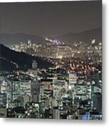 Seoul City Skyline At Night Overview Metal Print