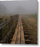 September Mist Hdr - Foggy Day Over Walk Way Metal Print