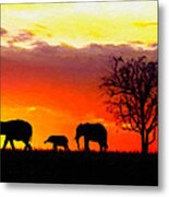 Serengeti Silhouette Metal Print