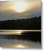 Setting Sun Reflections On Lake Metal Print