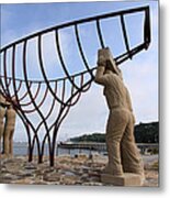 Ship Builders Sculpture Port Jefferson New York Metal Print