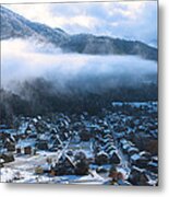 Shirakawa-go In Snow-1 Metal Print