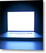 Shot Of A Laptop Computer As The Screen Glows In The Darkness Metal Print