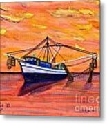 Shrimper Sunset Metal Print