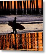 Silhouetted Surfer Metal Print