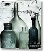 Silver And Onyx Bottles Metal Print