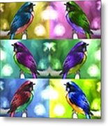 Six Colored Sparrows Duvet Metal Print