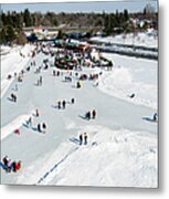 Skating On Dow's Lake At Bronson Bridge Metal Print