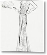 Sketch Of Munoz Wearing Evening Gown Metal Print