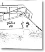 Sketch Of The Fishing Boat Of Aruba Angelina Metal Print