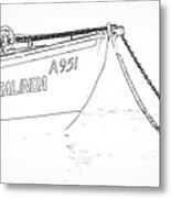Sketch Of The Fishing Boat Of Aruba Rosalinda Metal Print