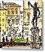 Sketching Italy Florence Palazzo Vecchio Piazza Metal Print