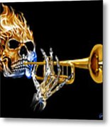 Skull And Trumpet Metal Print