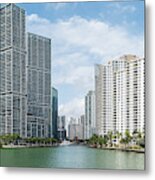 Skyscrapers At The Waterfront, Brickell Metal Print