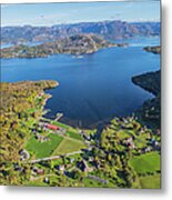 Small Community In The Fjords Metal Print