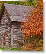 Small Wooden Shack In The Autumn Colors Metal Print