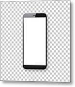 Smartphone Isolated On Blank Background - Mobile Phone Template Metal Print