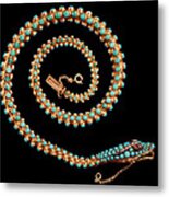 Snake Necklace, 1844 Gold With Pave-set Diamonds, Garnets And Turquoises Metal Print