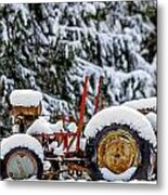 Snow Covered Tractor Metal Print