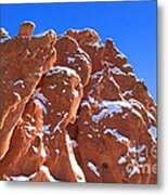 Snow On Rock Formation At Garden Of The Gods Metal Print