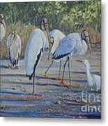 Snowy And The Seven Storks Metal Print